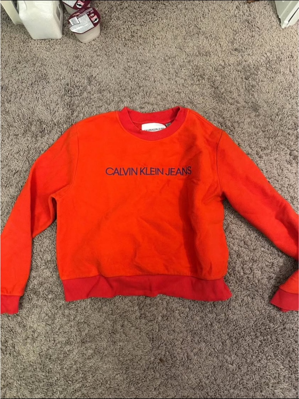 Calvin Klein Jeans Bright Orange Logo Crewneck Sweatshirt